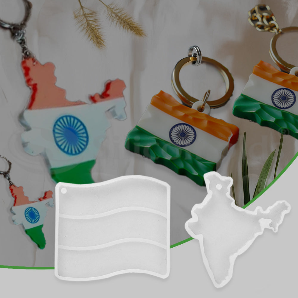 SILICOMOLDS -India Map / Flag Keychain Mold - URP237RM